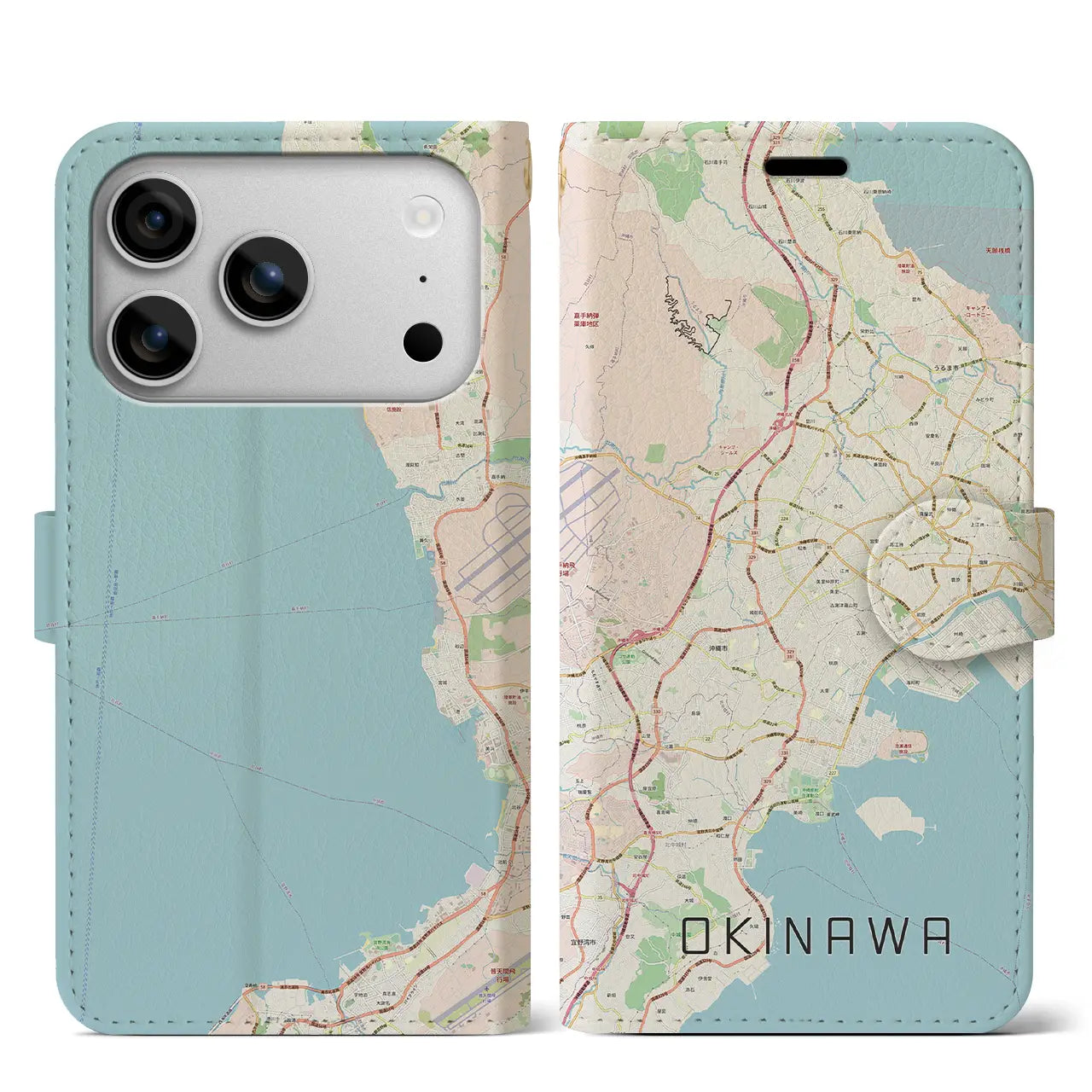 【沖縄（沖縄県）】地図柄iPhoneケース（手帳タイプ）