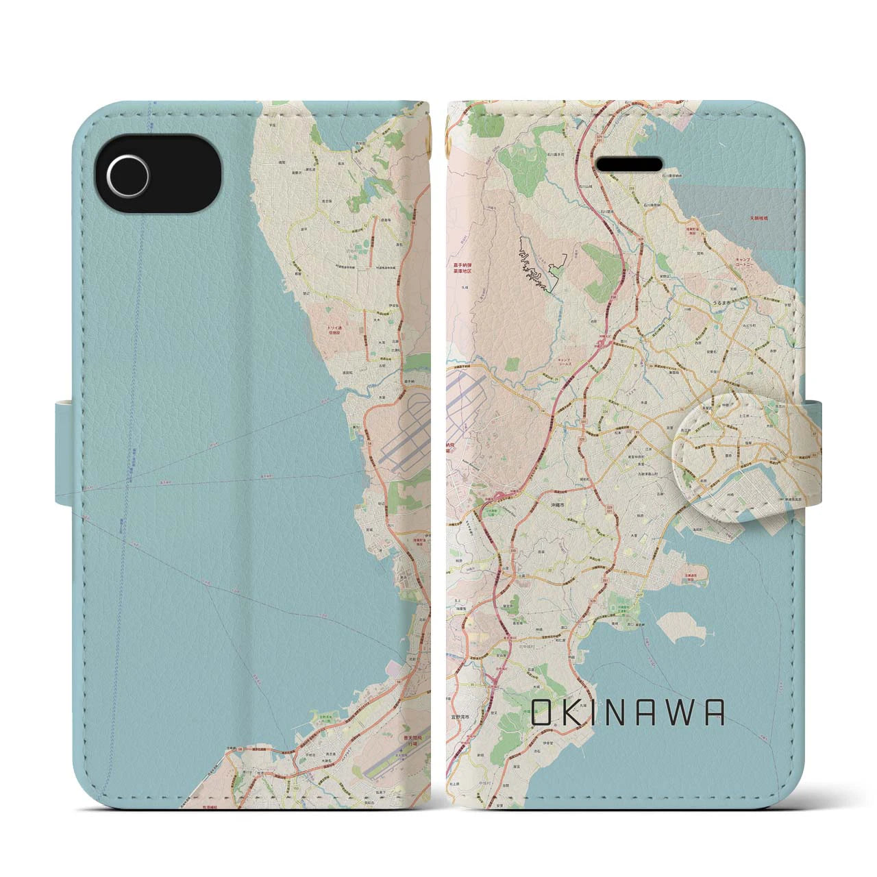 【沖縄（沖縄県）】地図柄iPhoneケース（手帳タイプ）