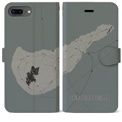 【沖永良部島（鹿児島県）】地図柄iPhoneケース（手帳タイプ）モノトーン・iPhone 8Plus /7Plus / 6sPlus / 6Plus 用