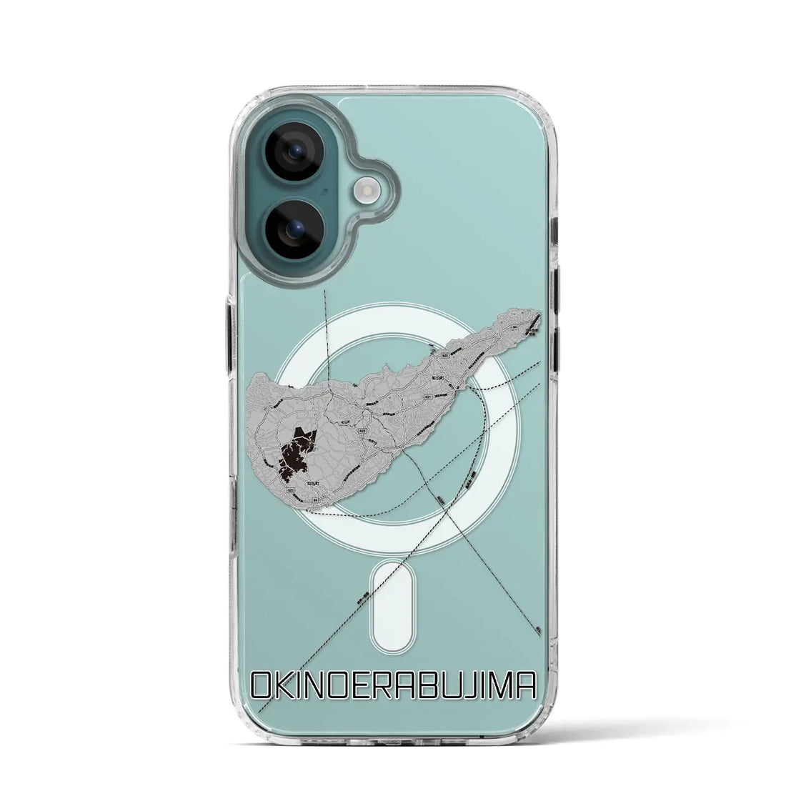 【沖永良部島(鹿児島県)】地図柄iPhoneケース(MagSafeタイプ)モノトーン・iPhone 16 Pro 用