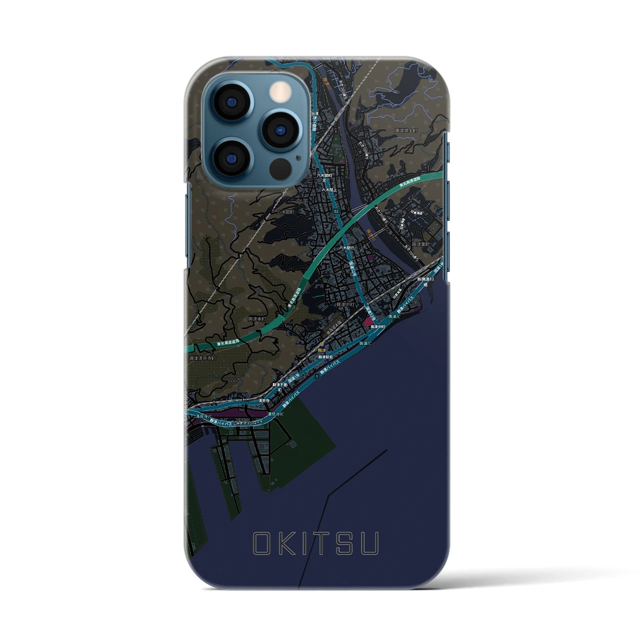 【興津（静岡県）】地図柄iPhoneケース（バックカバータイプ）