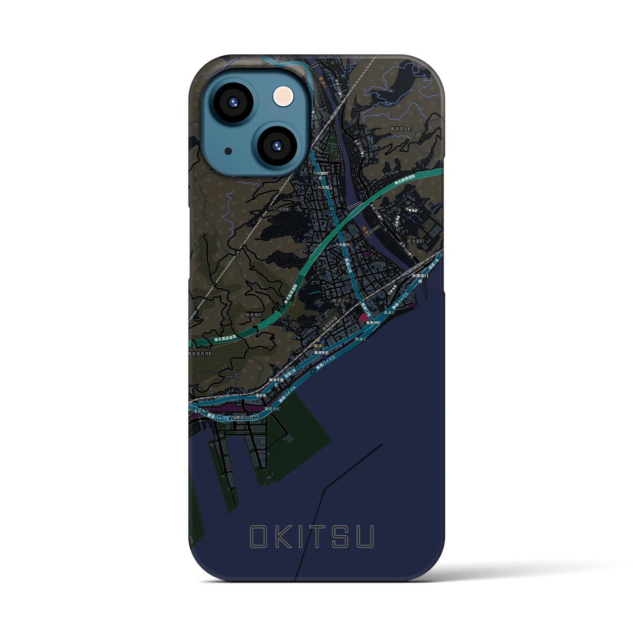 【興津（静岡県）】地図柄iPhoneケース（バックカバータイプ）