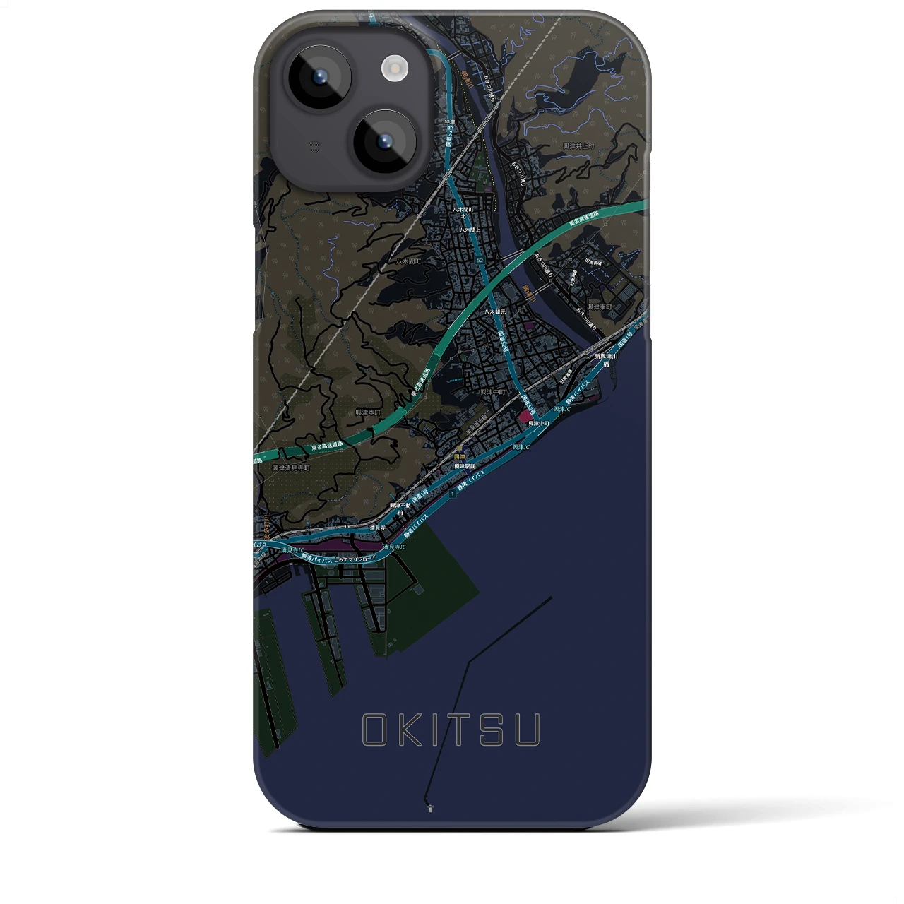 【興津（静岡県）】地図柄iPhoneケース（バックカバータイプ）