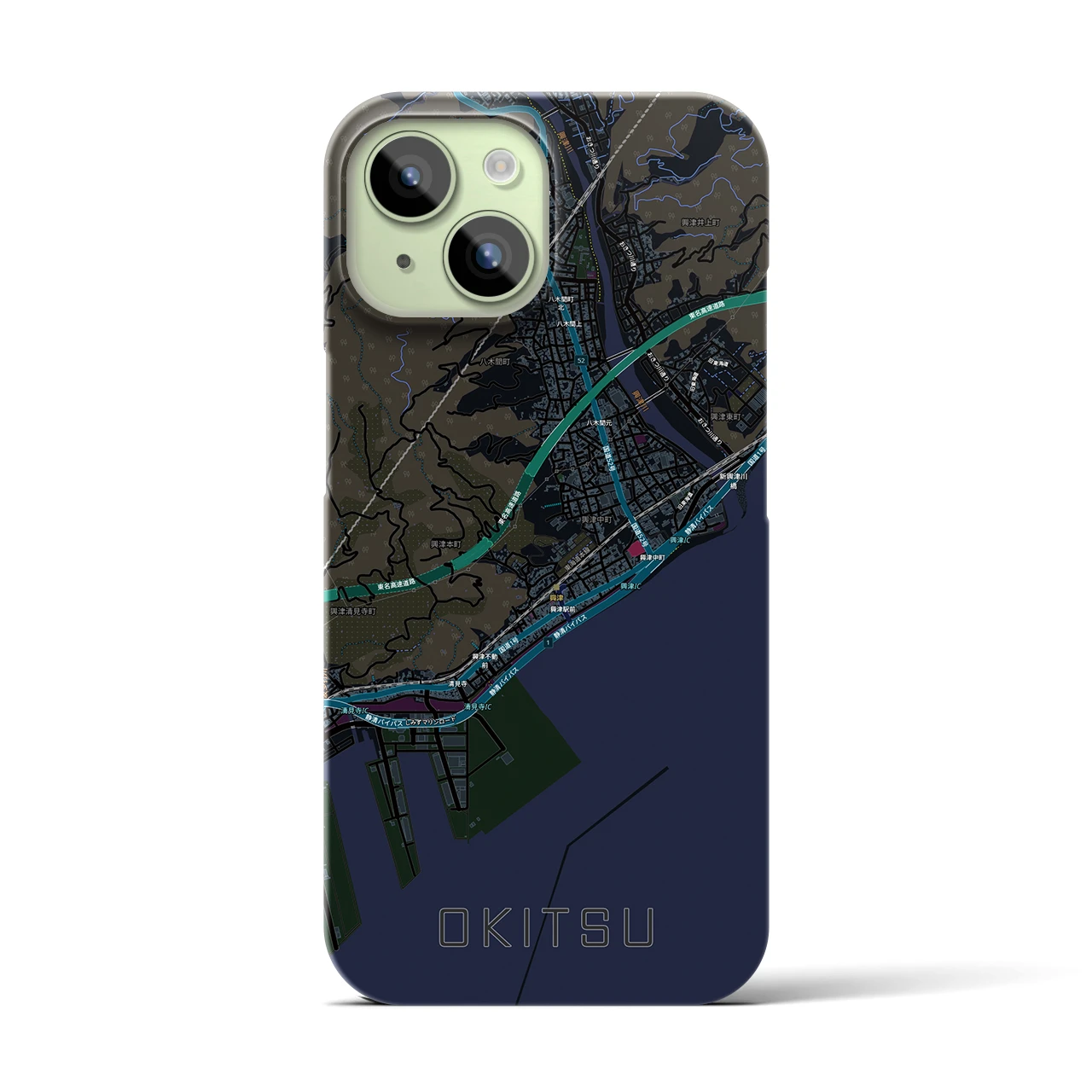 【興津（静岡県）】地図柄iPhoneケース（バックカバータイプ）