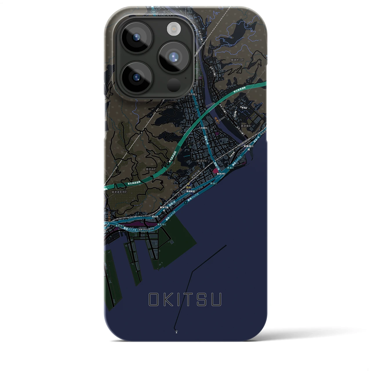 【興津（静岡県）】地図柄iPhoneケース（バックカバータイプ）