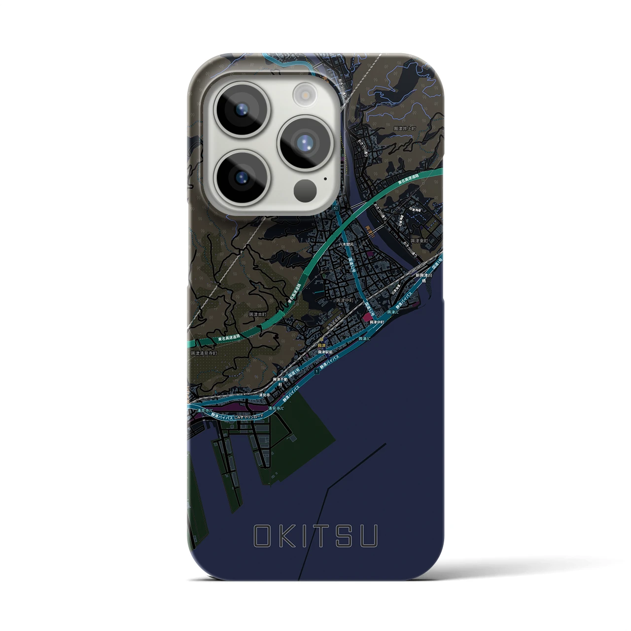 【興津（静岡県）】地図柄iPhoneケース（バックカバータイプ）