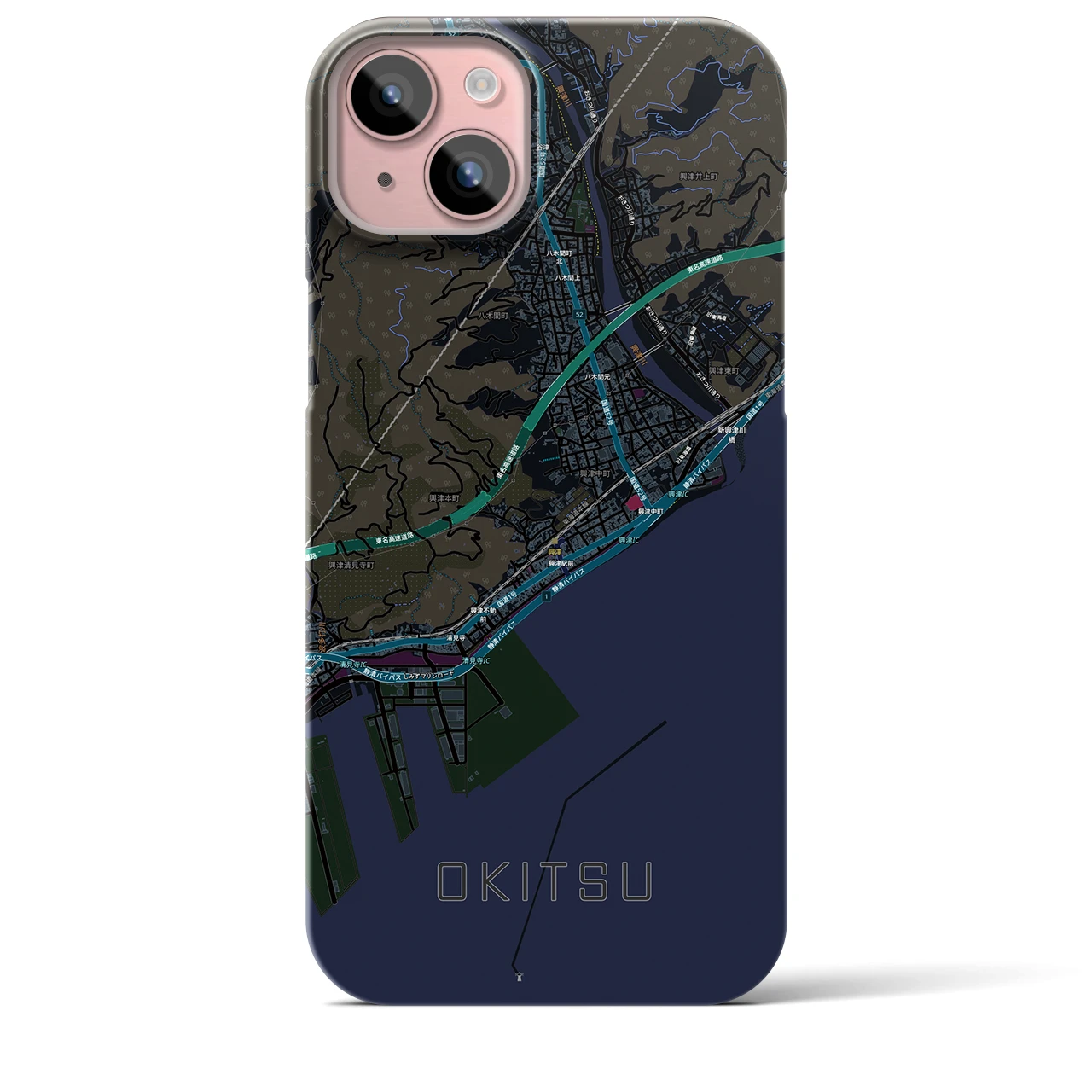 【興津（静岡県）】地図柄iPhoneケース（バックカバータイプ）