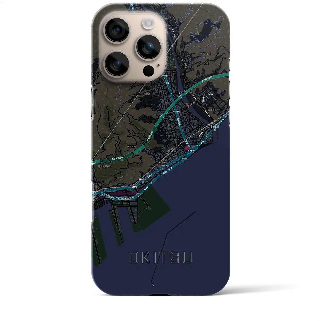 【興津（静岡県）】地図柄iPhoneケース（バックカバータイプ）