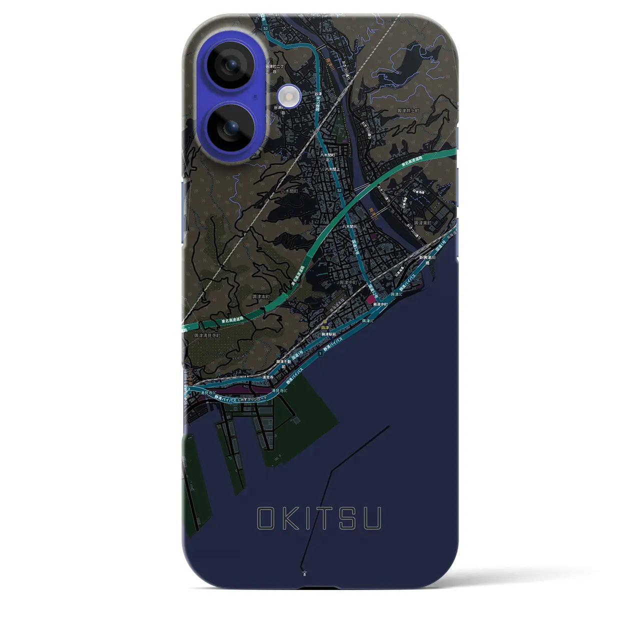 【興津（静岡県）】地図柄iPhoneケース（バックカバータイプ）