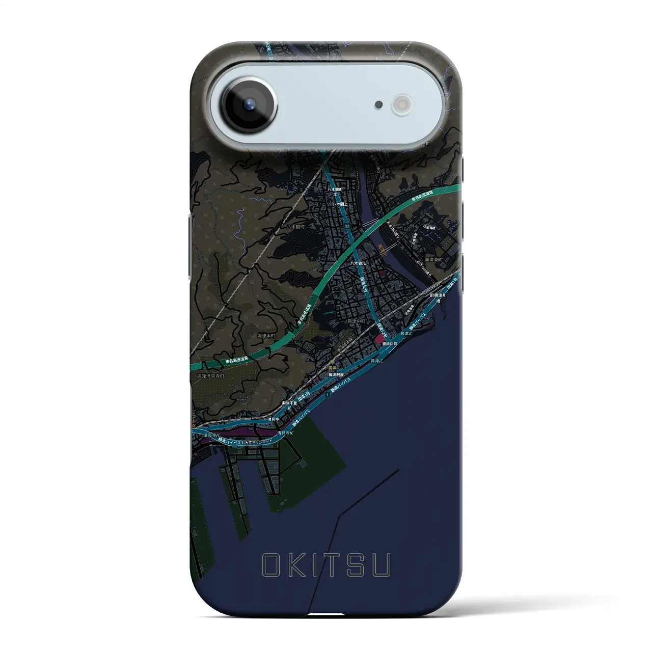 【興津（静岡県）】地図柄iPhoneケース（バックカバータイプ）