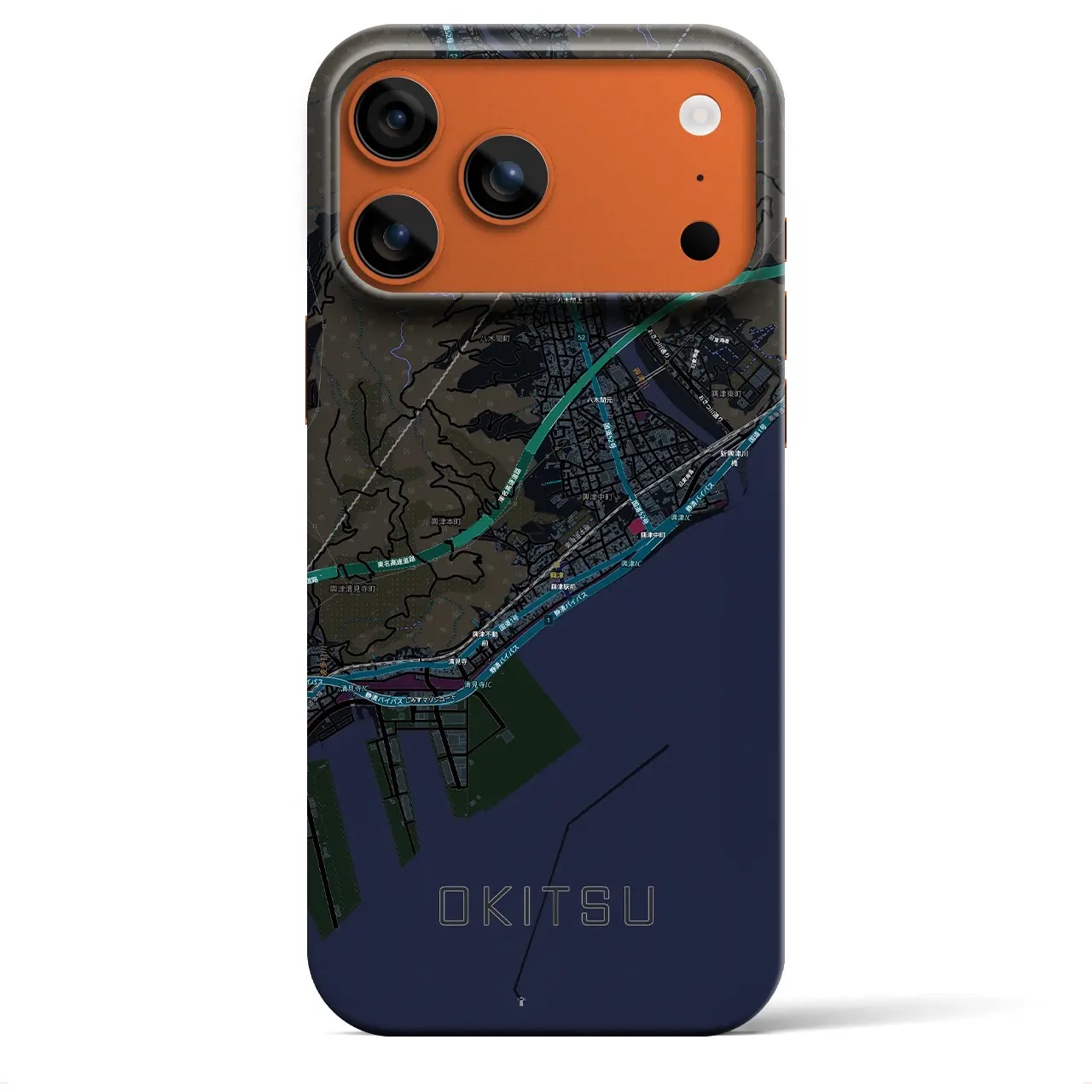 【興津（静岡県）】地図柄iPhoneケース（バックカバータイプ）