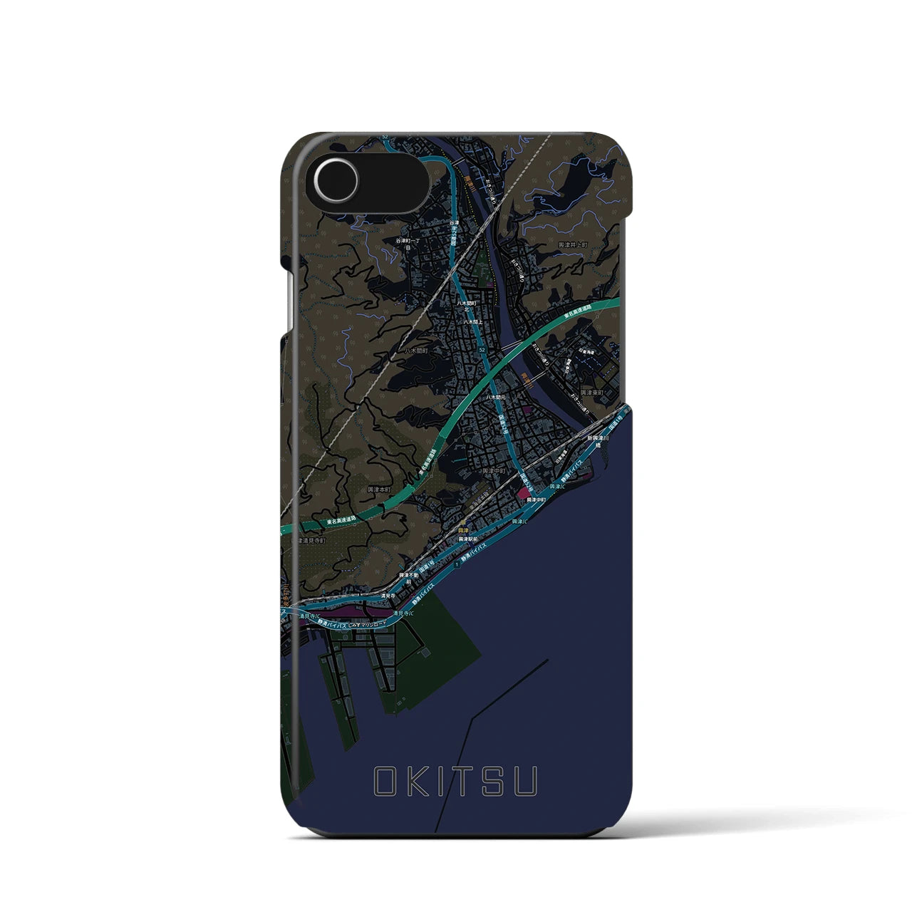 【興津（静岡県）】地図柄iPhoneケース（バックカバータイプ）