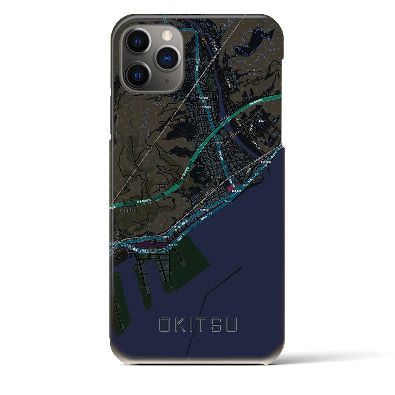【興津（静岡県）】地図柄iPhoneケース（バックカバータイプ）