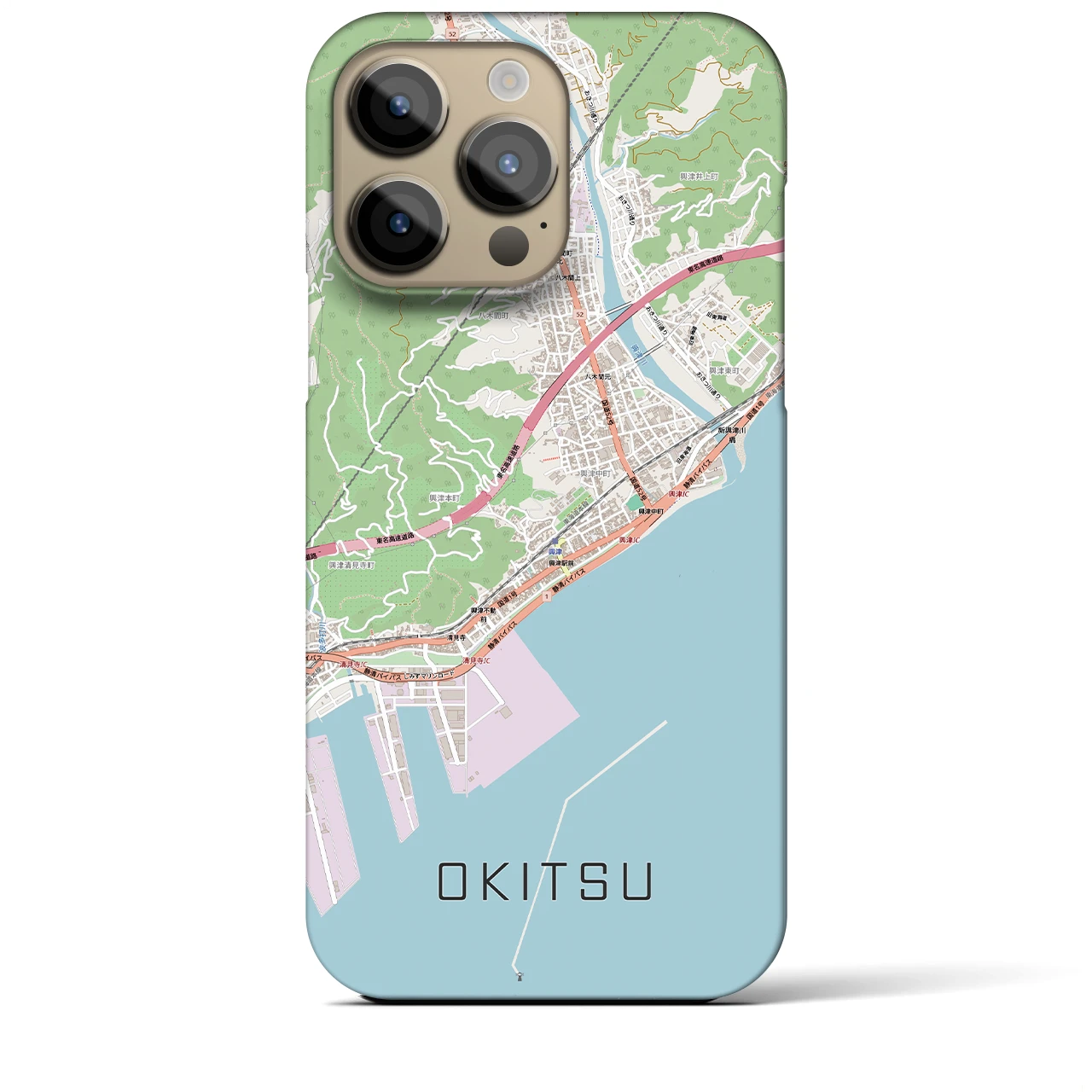 【興津（静岡県）】地図柄iPhoneケース（バックカバータイプ）