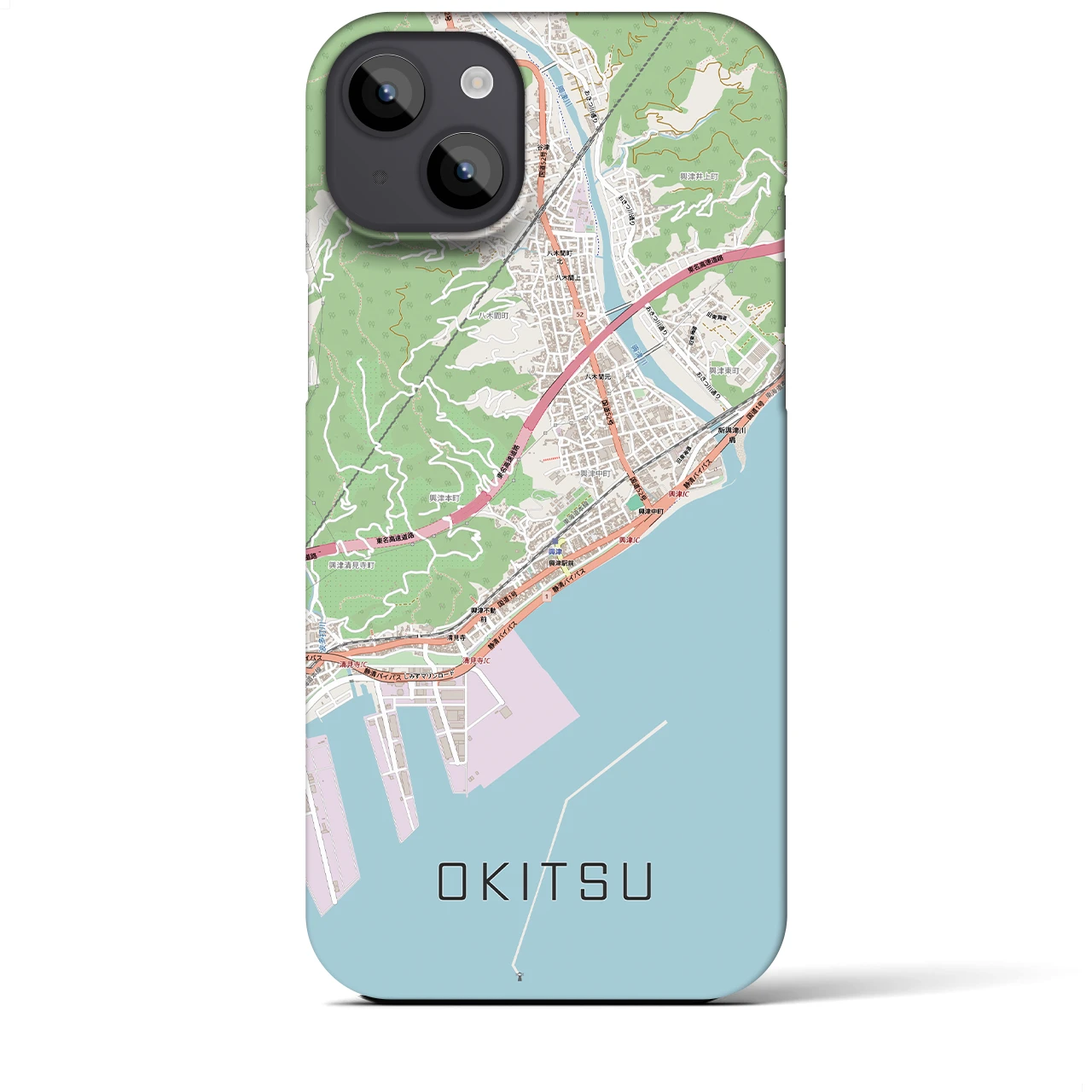 【興津（静岡県）】地図柄iPhoneケース（バックカバータイプ）