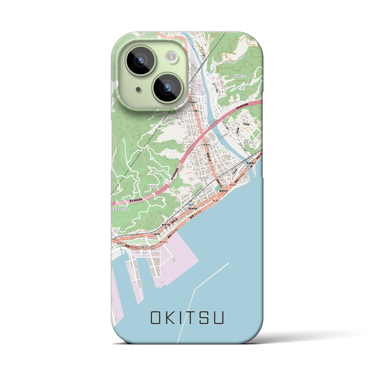 【興津（静岡県）】地図柄iPhoneケース（バックカバータイプ）