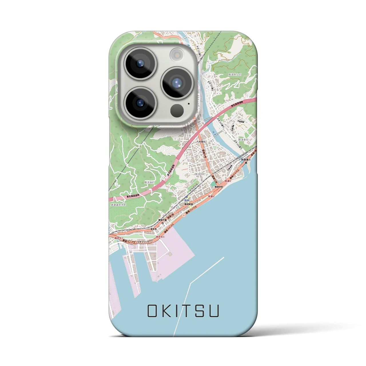 【興津（静岡県）】地図柄iPhoneケース（バックカバータイプ）