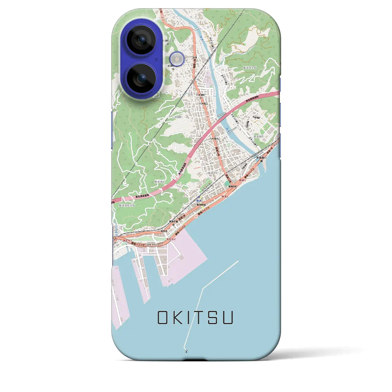 【興津（静岡県）】地図柄iPhoneケース（バックカバータイプ）