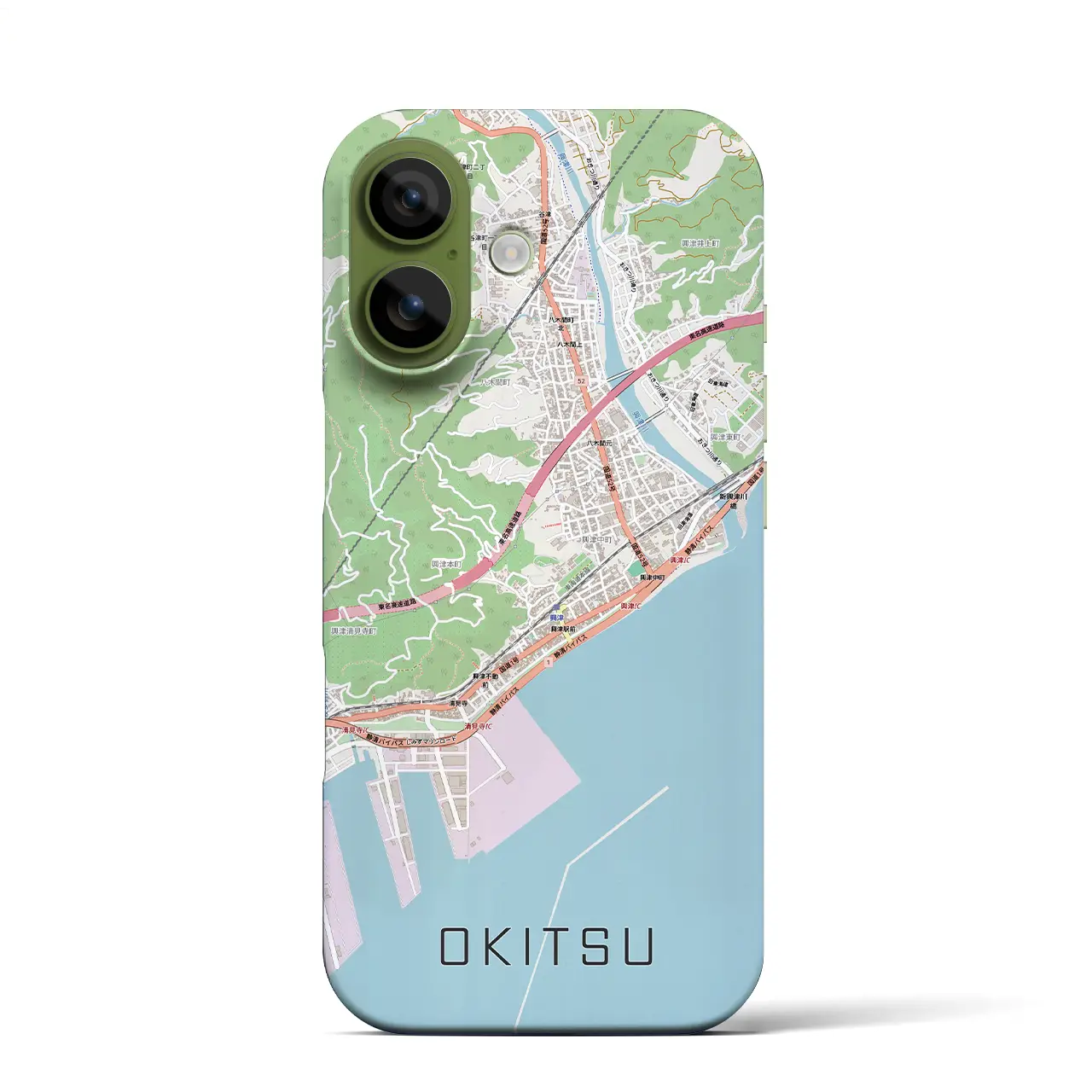 【興津（静岡県）】地図柄iPhoneケース（バックカバータイプ）