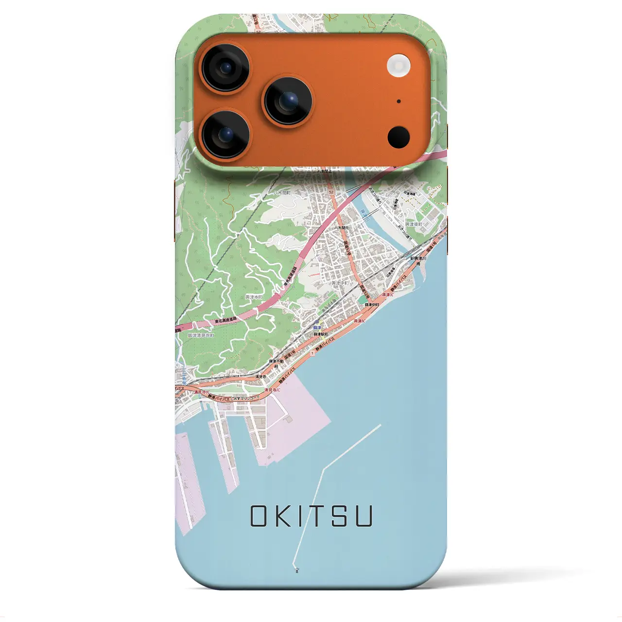 【興津（静岡県）】地図柄iPhoneケース（バックカバータイプ）