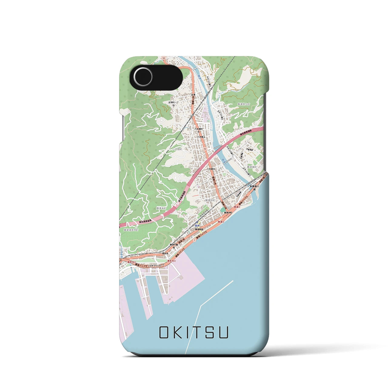 【興津（静岡県）】地図柄iPhoneケース（バックカバータイプ）