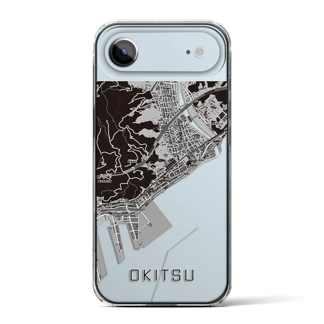 【興津（静岡県）】地図柄iPhoneケース（クリアタイプ）モノトーン・iPhone 17 Pro Max 用