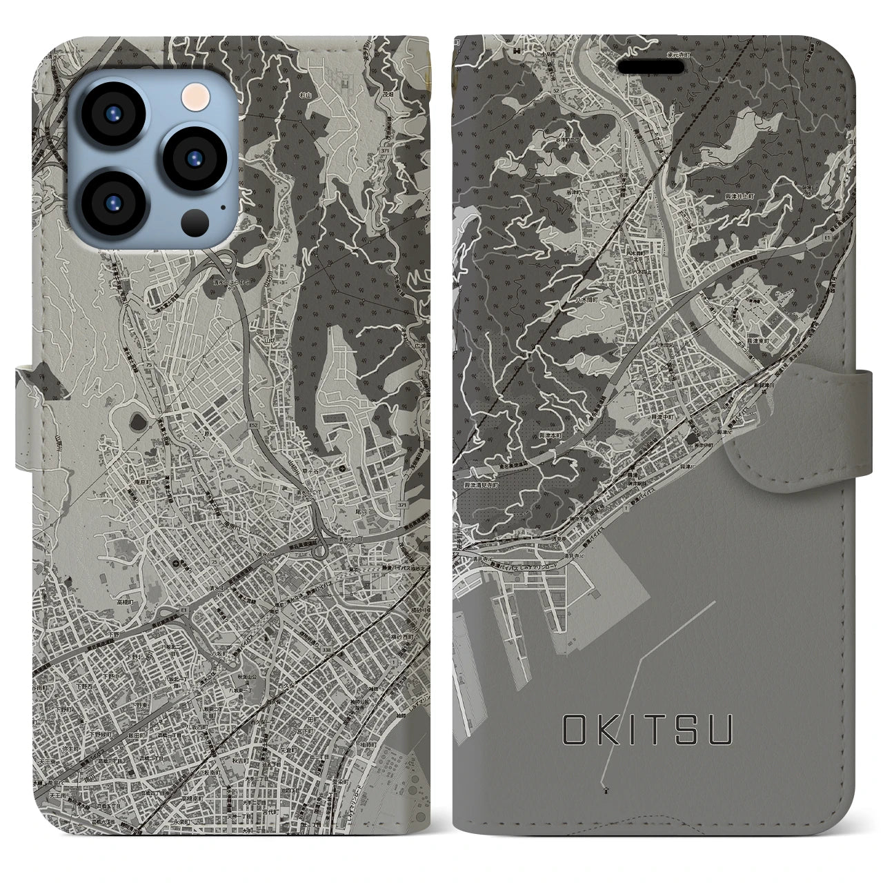 【興津（静岡県）】地図柄iPhoneケース（手帳タイプ）
