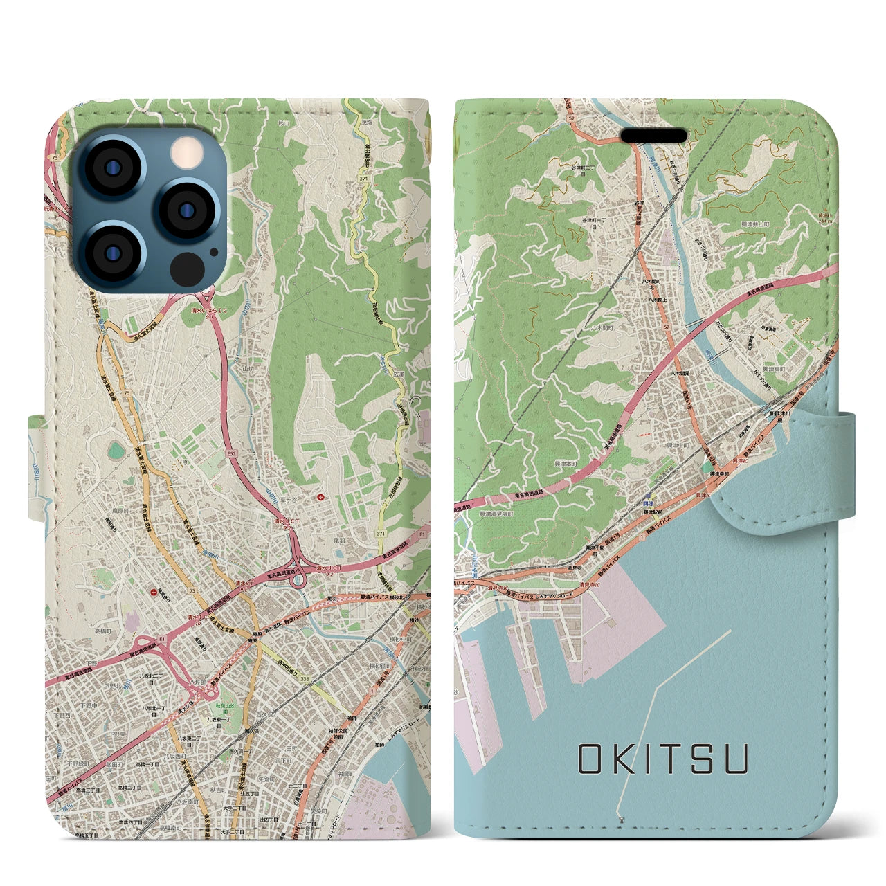 【興津（静岡県）】地図柄iPhoneケース（手帳タイプ）