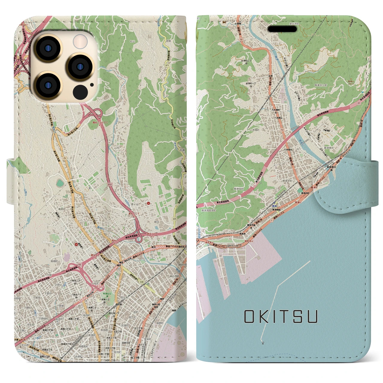 【興津（静岡県）】地図柄iPhoneケース（手帳タイプ）