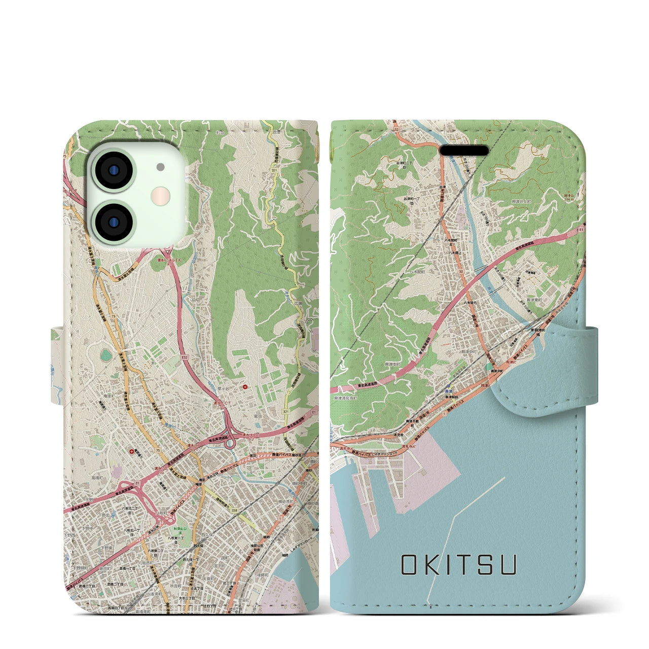 【興津（静岡県）】地図柄iPhoneケース（手帳タイプ）