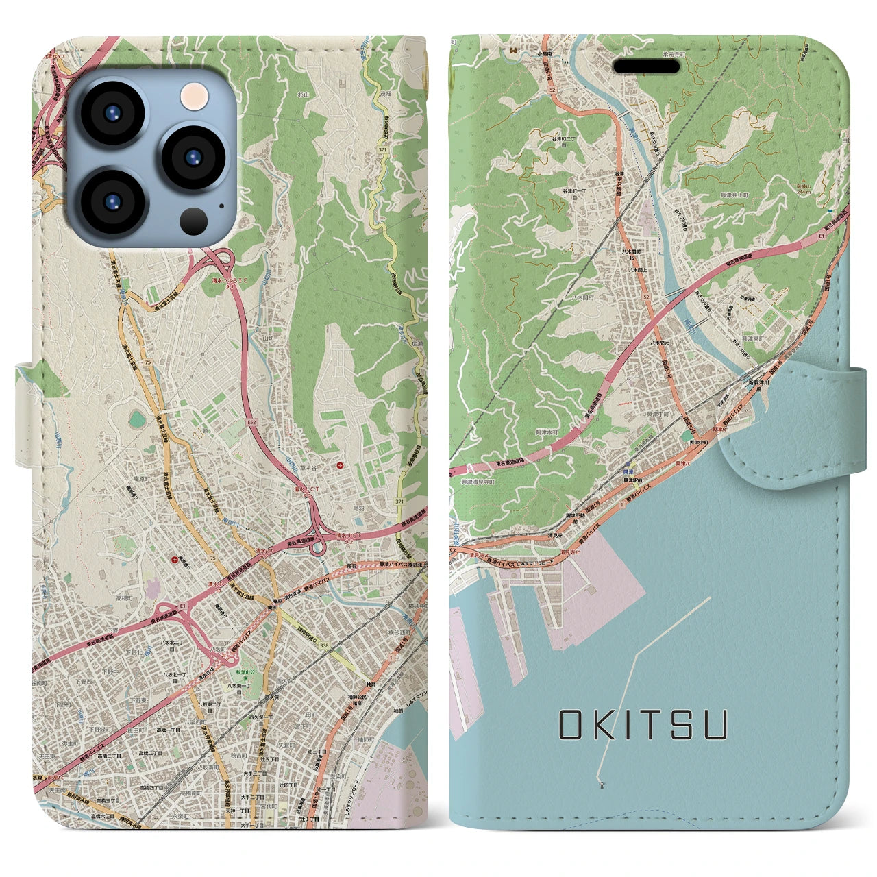 【興津（静岡県）】地図柄iPhoneケース（手帳タイプ）