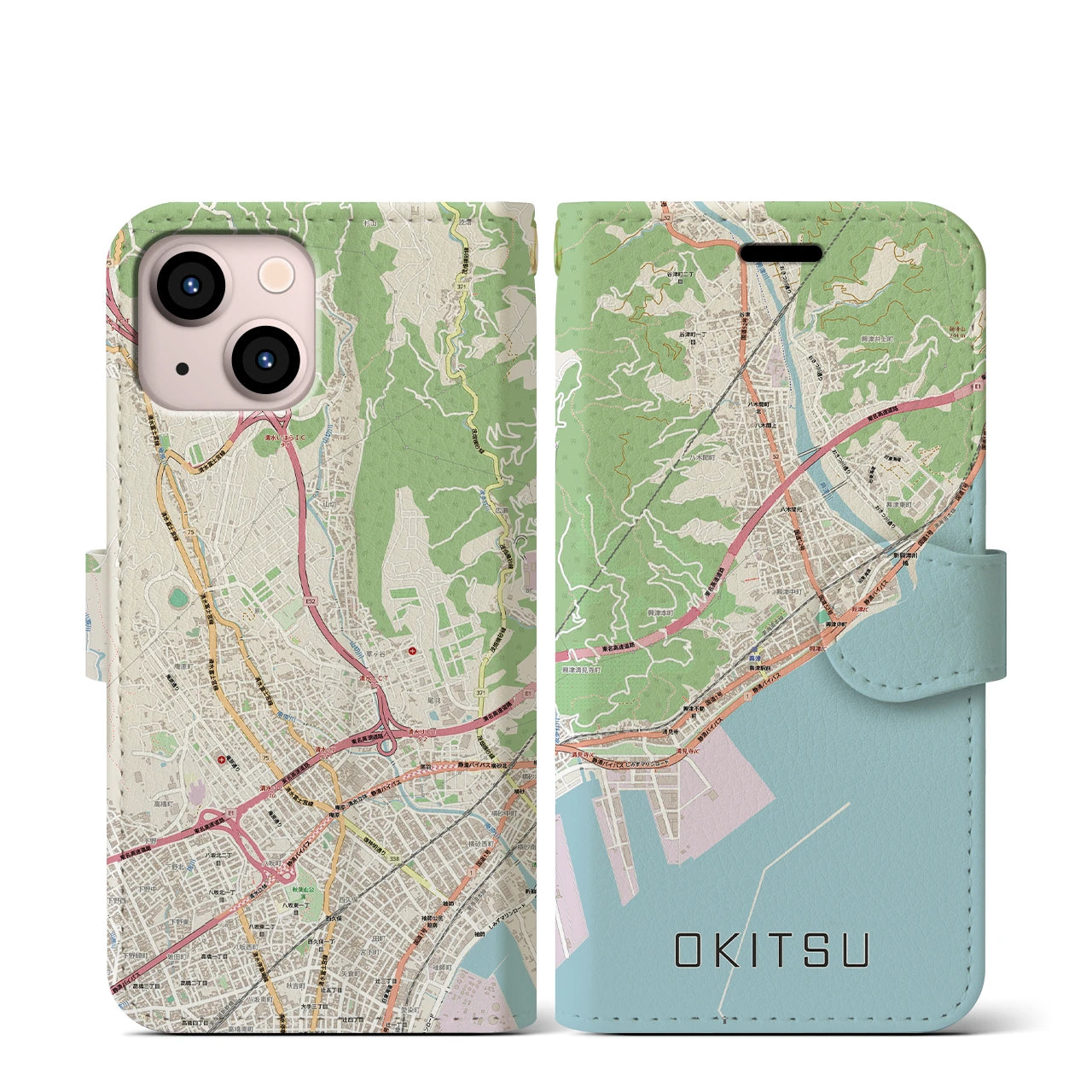 【興津（静岡県）】地図柄iPhoneケース（手帳タイプ）
