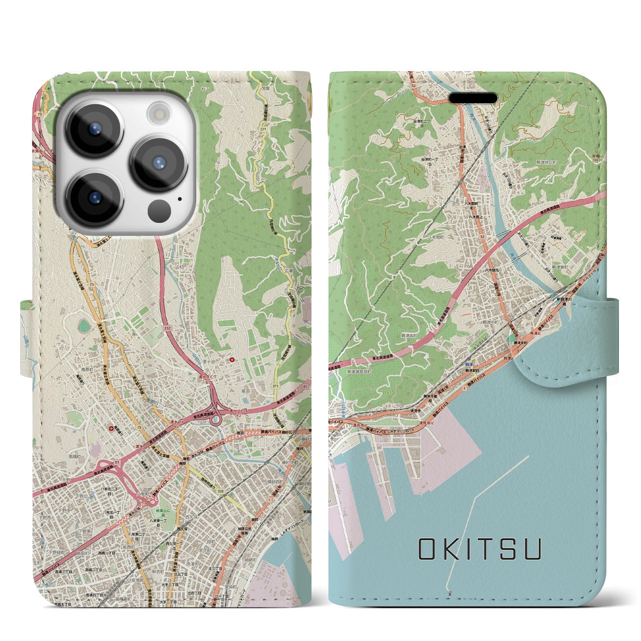 【興津（静岡県）】地図柄iPhoneケース（手帳タイプ）