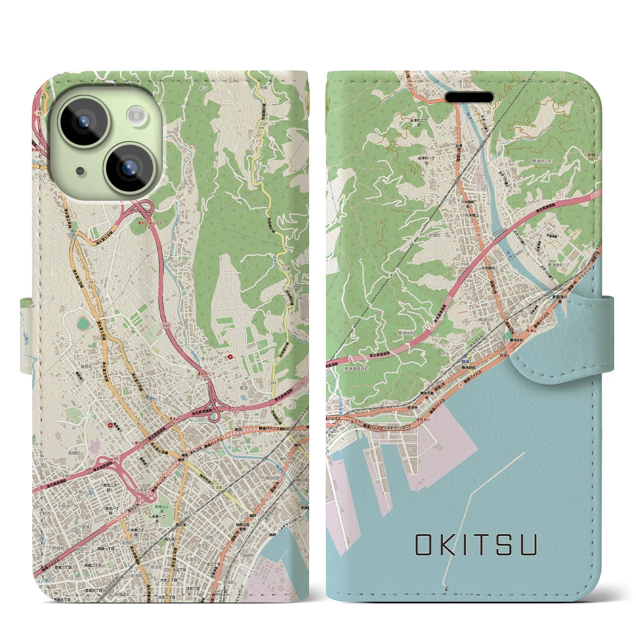 【興津（静岡県）】地図柄iPhoneケース（手帳タイプ）