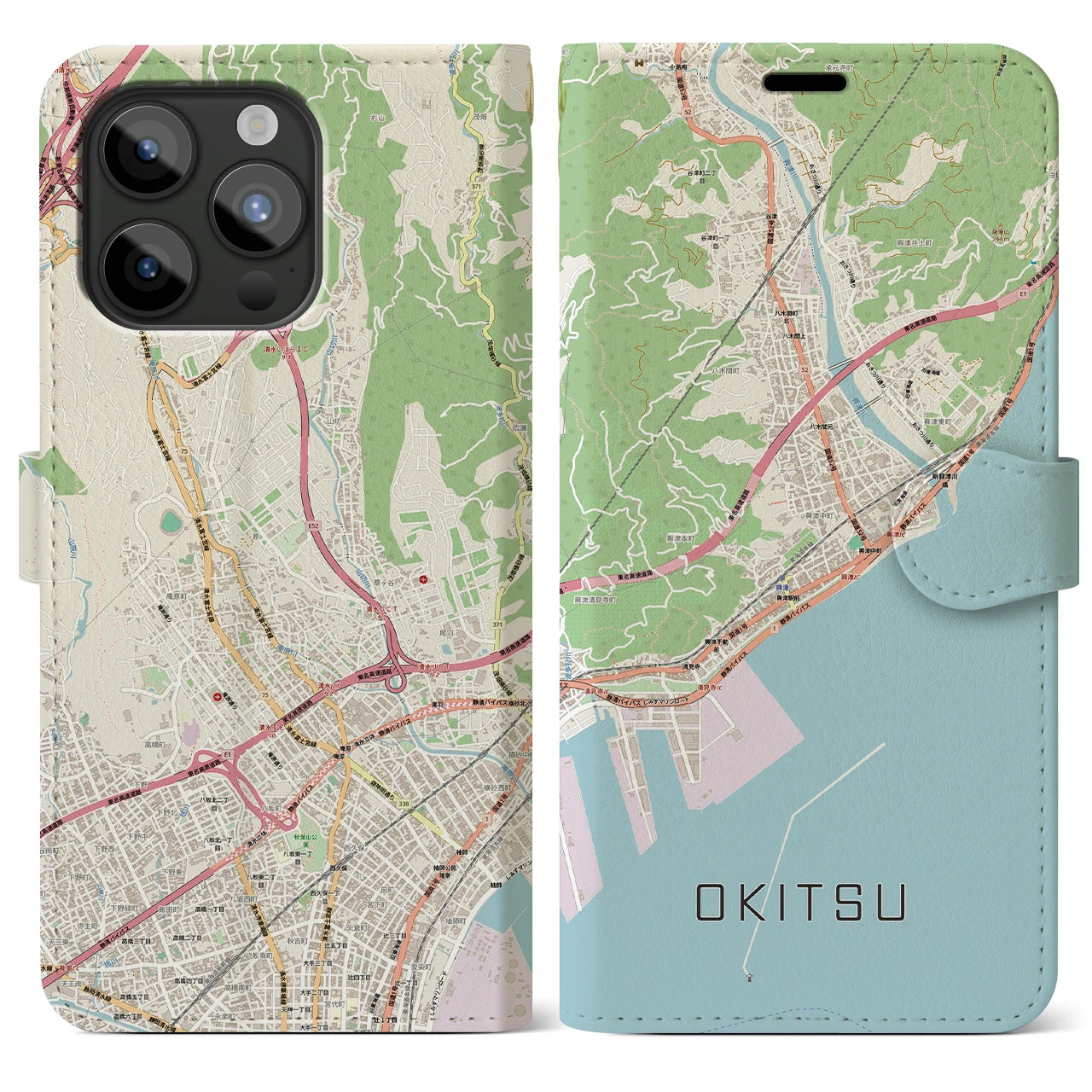 【興津（静岡県）】地図柄iPhoneケース（手帳タイプ）