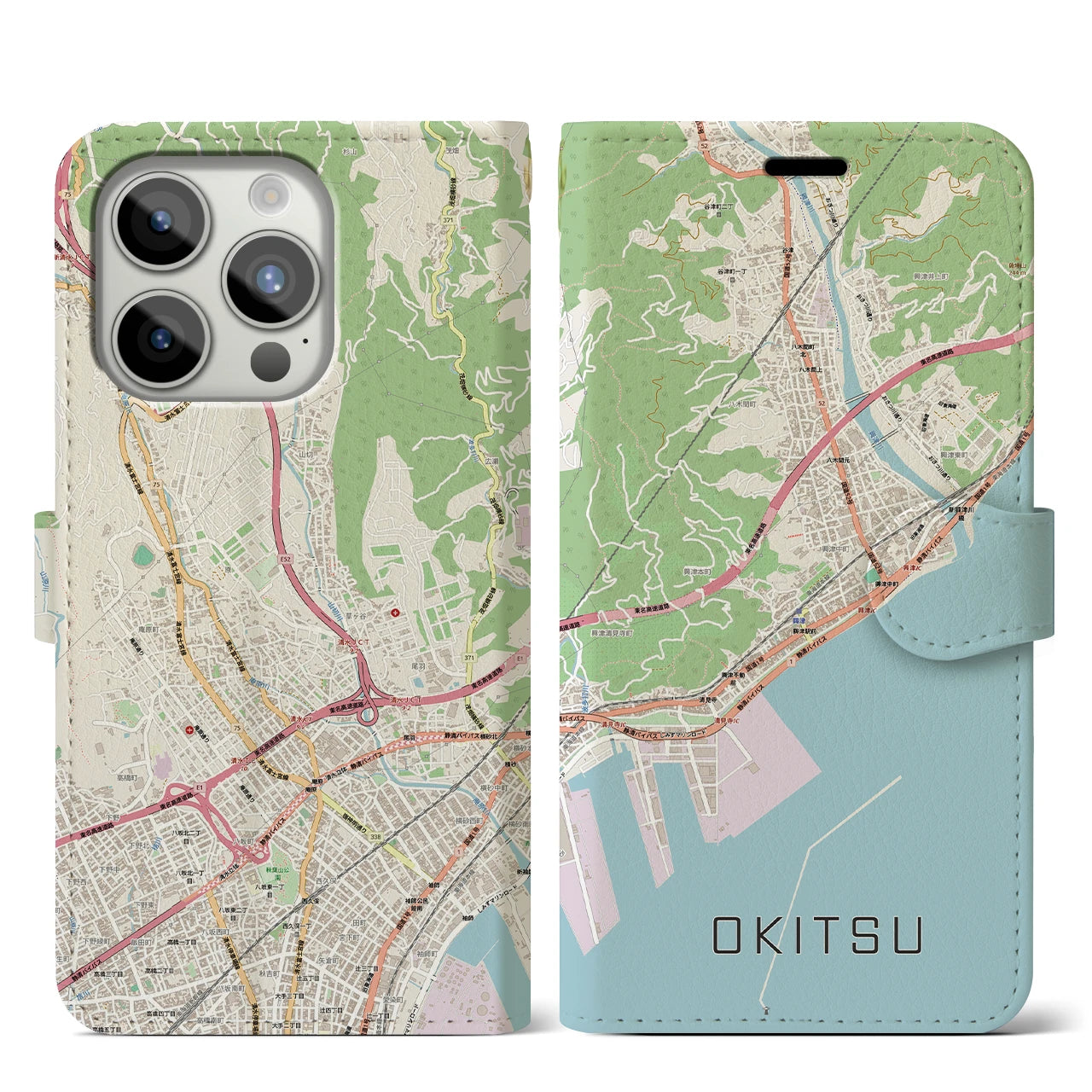 【興津（静岡県）】地図柄iPhoneケース（手帳タイプ）