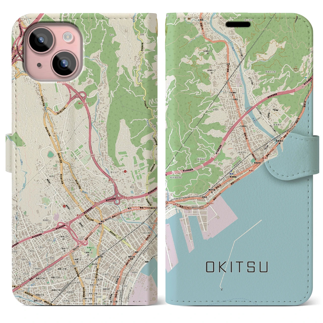 【興津（静岡県）】地図柄iPhoneケース（手帳タイプ）