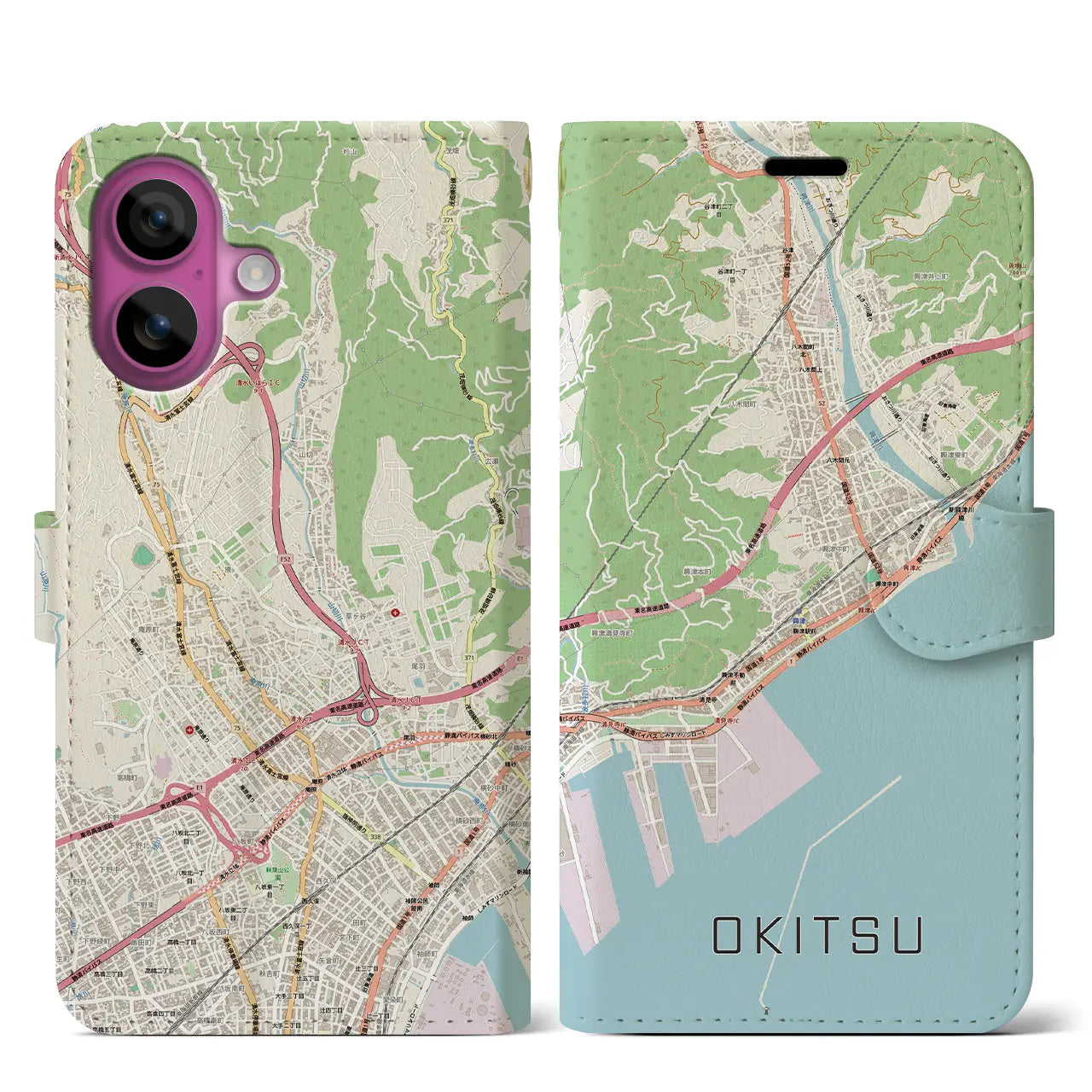 【興津（静岡県）】地図柄iPhoneケース（手帳タイプ）