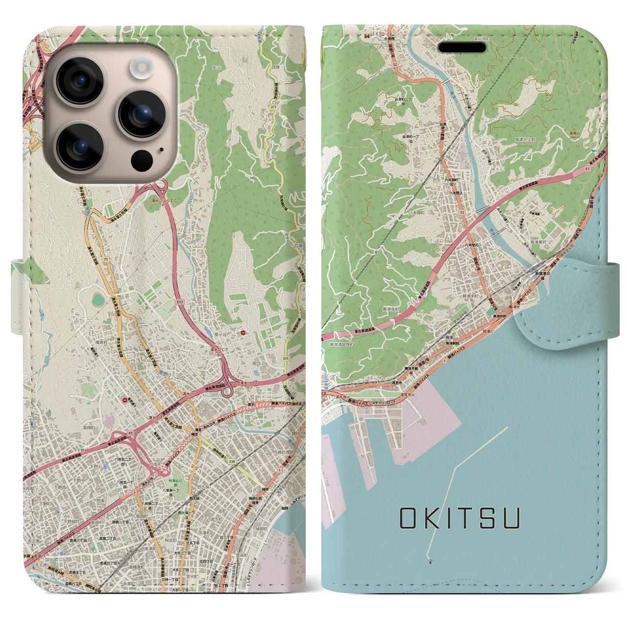 【興津（静岡県）】地図柄iPhoneケース（手帳タイプ）