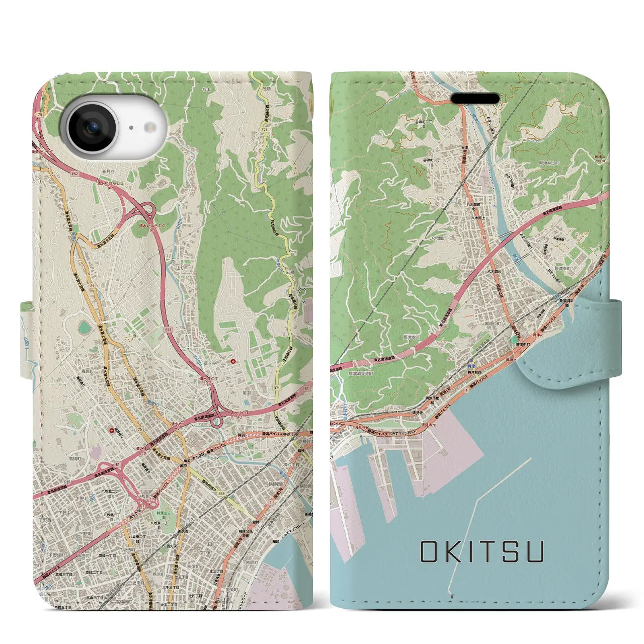 【興津（静岡県）】地図柄iPhoneケース（手帳タイプ）
