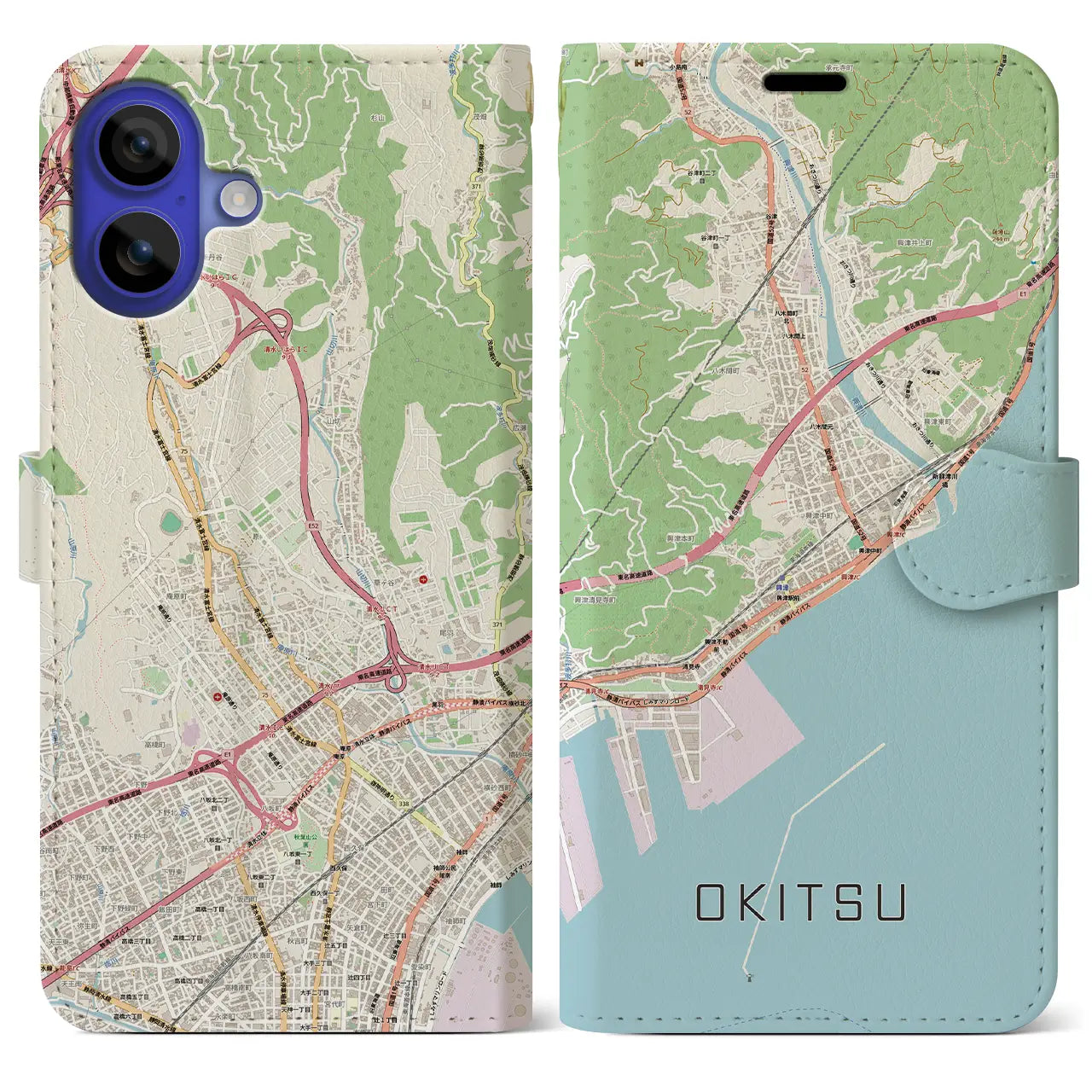 【興津（静岡県）】地図柄iPhoneケース（手帳タイプ）