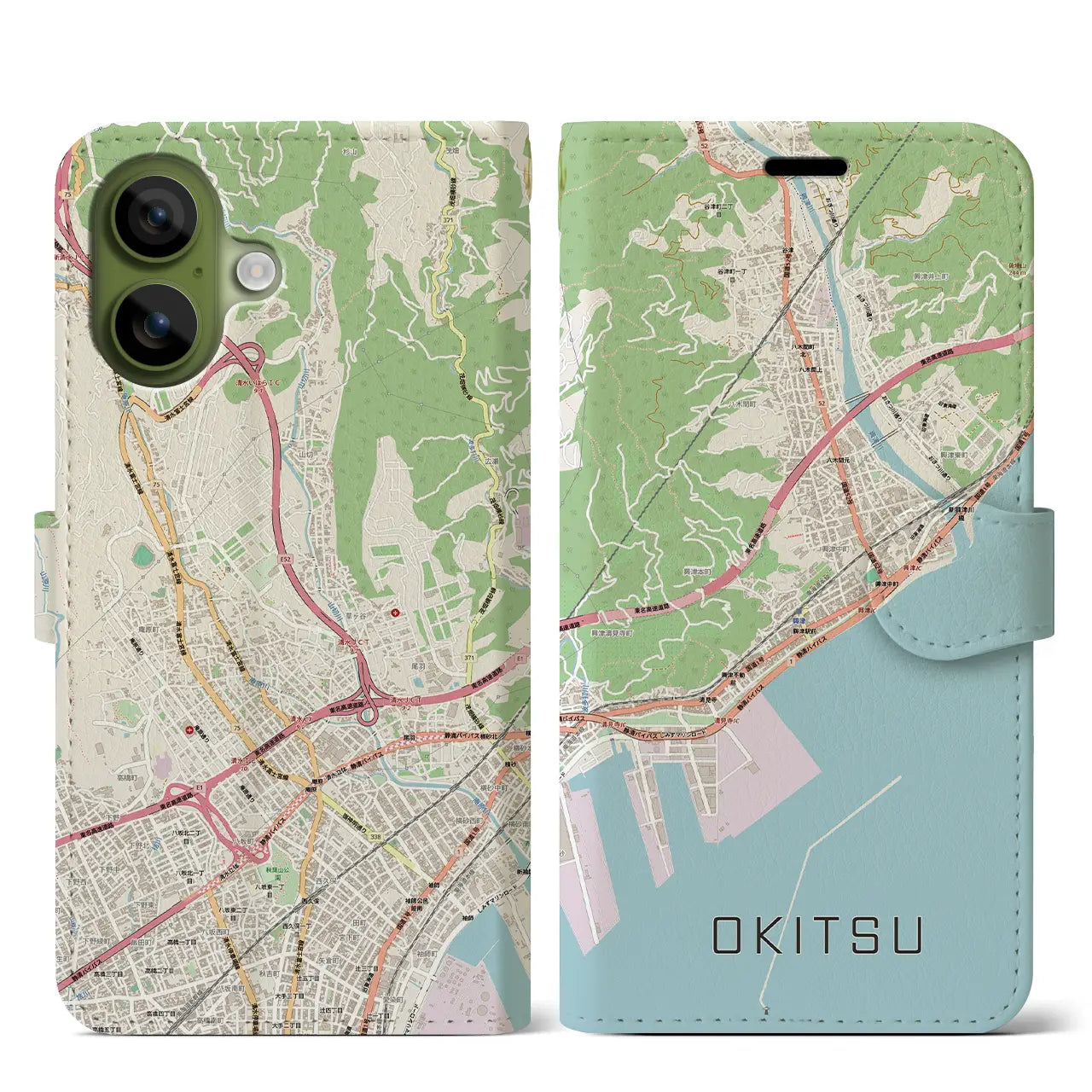 【興津（静岡県）】地図柄iPhoneケース（手帳タイプ）