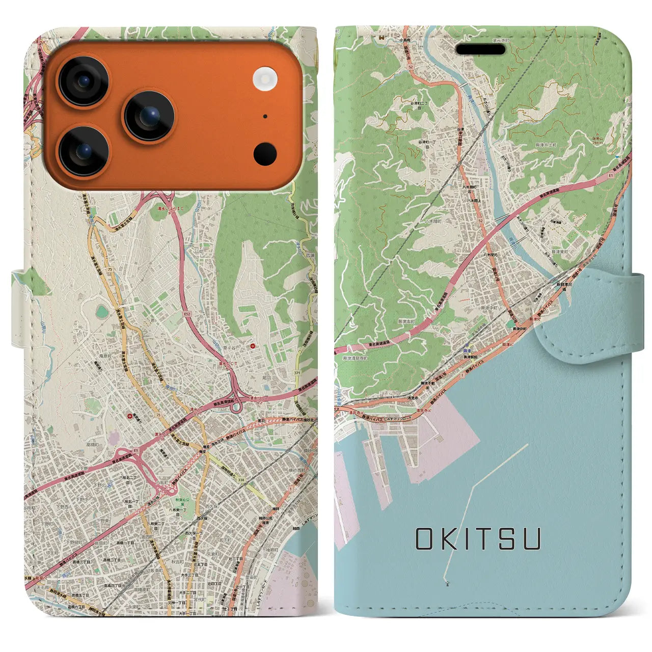 【興津（静岡県）】地図柄iPhoneケース（手帳タイプ）