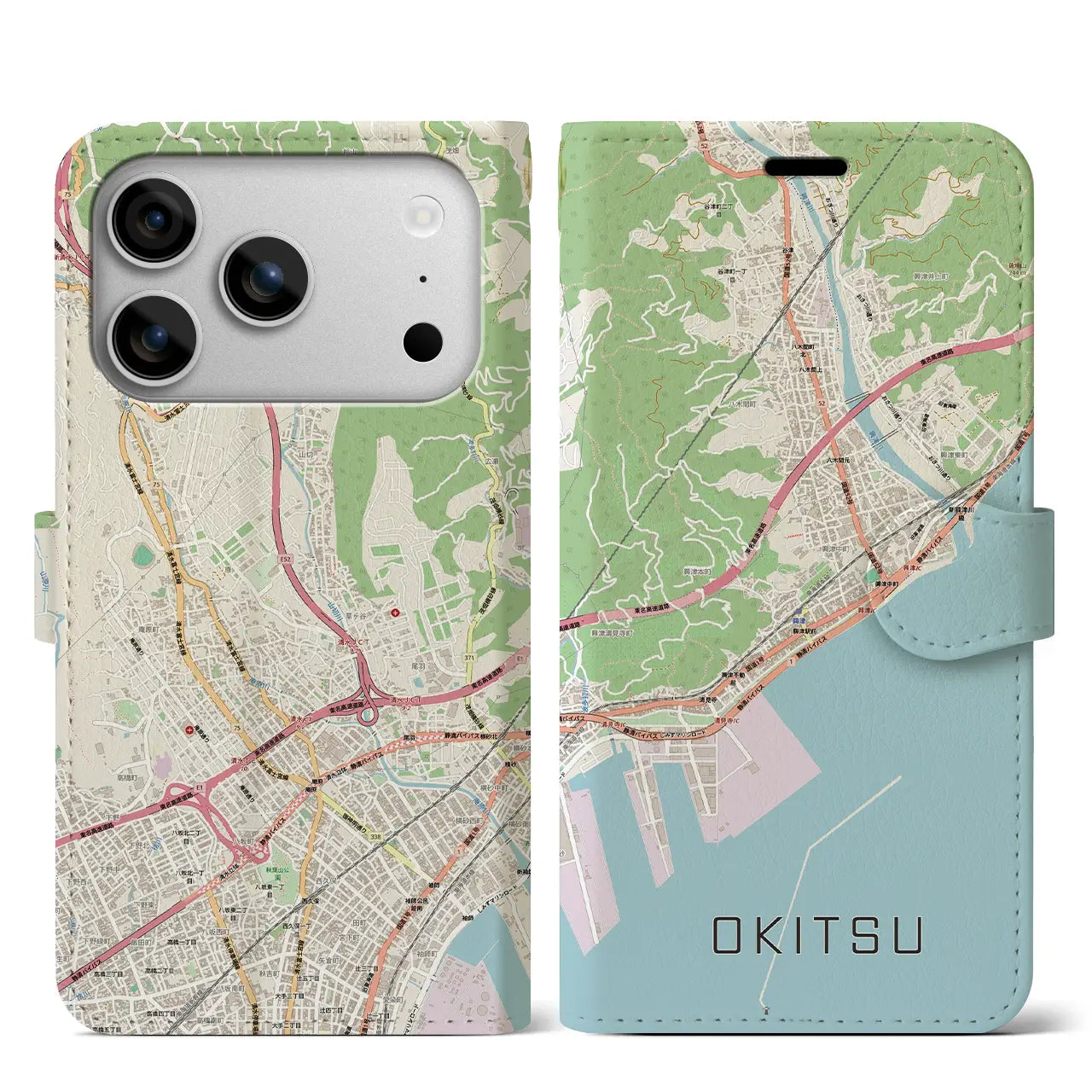 【興津（静岡県）】地図柄iPhoneケース（手帳タイプ）