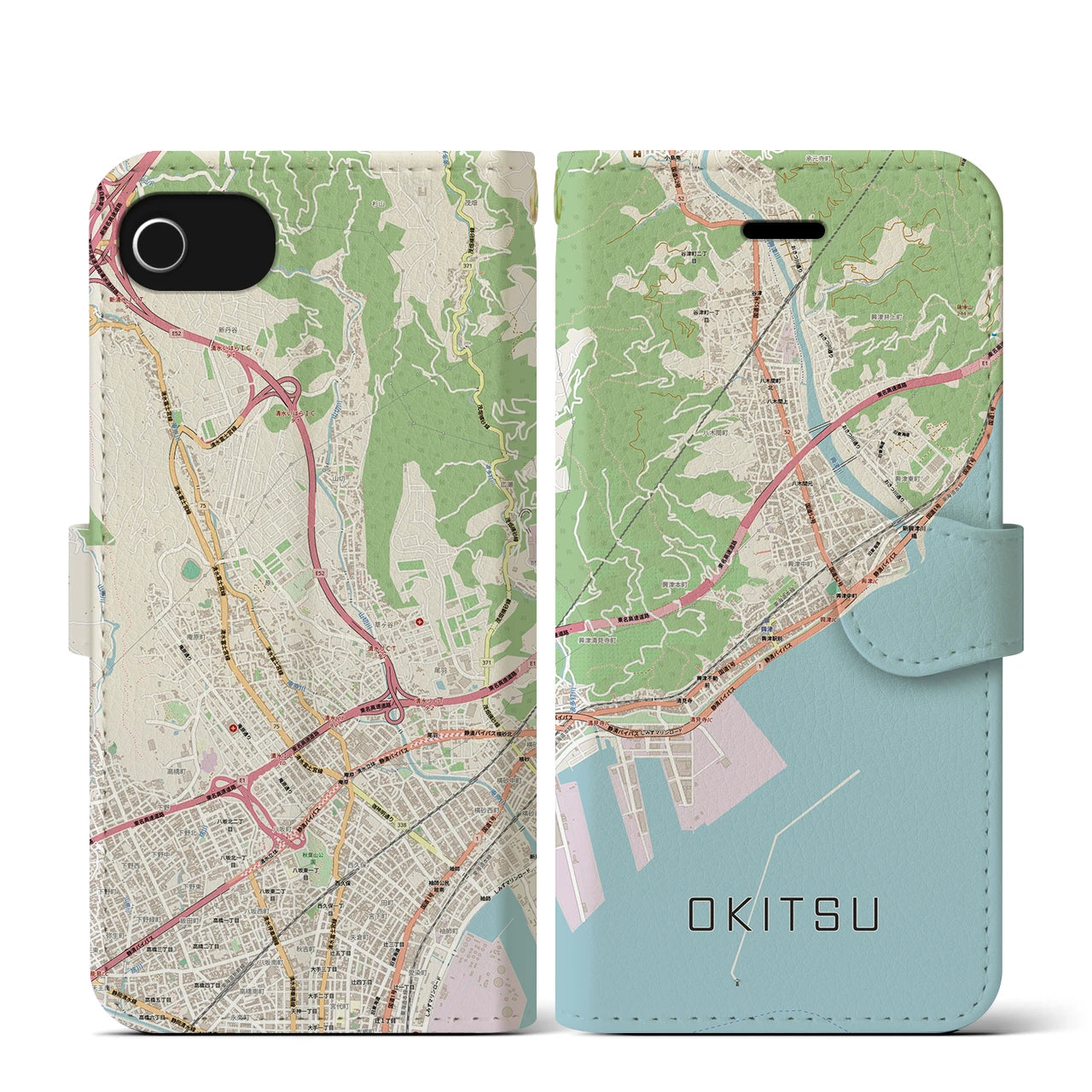 【興津（静岡県）】地図柄iPhoneケース（手帳タイプ）