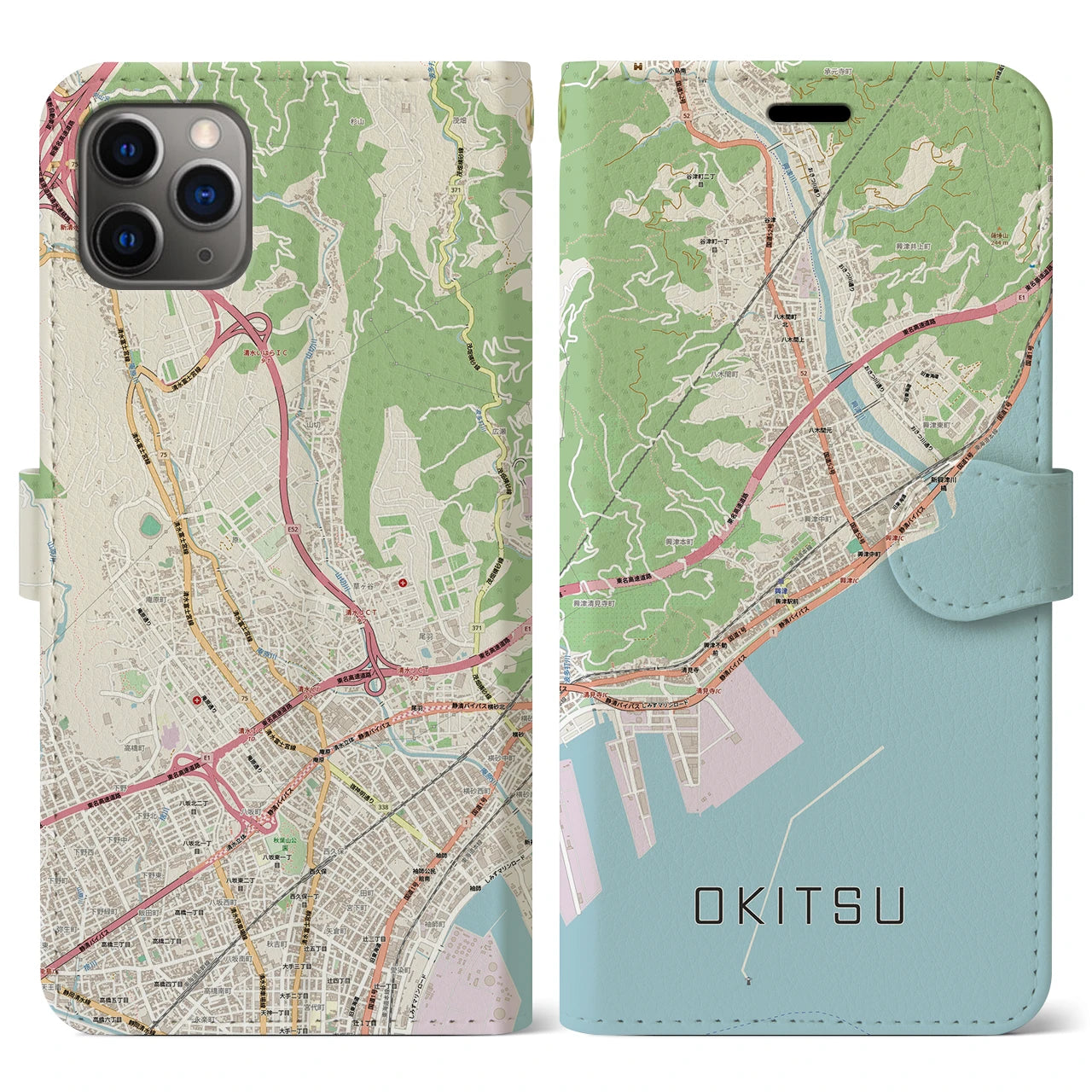 【興津（静岡県）】地図柄iPhoneケース（手帳タイプ）
