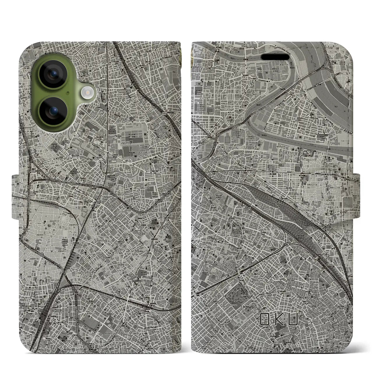 【尾久（東京都）】地図柄iPhoneケース（手帳タイプ）