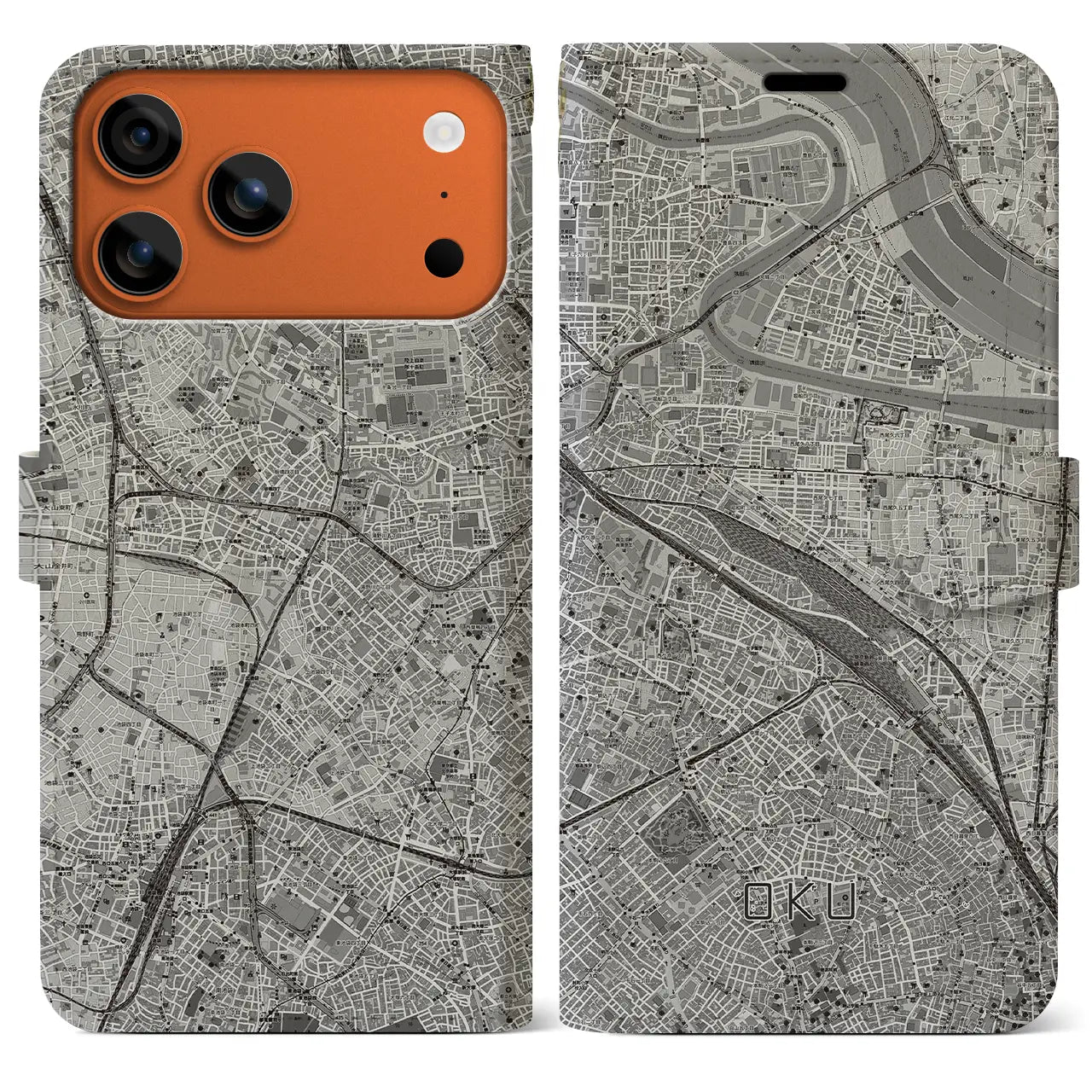 【尾久（東京都）】地図柄iPhoneケース（手帳タイプ）