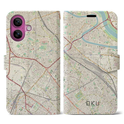 【尾久（東京都）】地図柄iPhoneケース（手帳タイプ）ナチュラル・iPhone 16 Pro 用