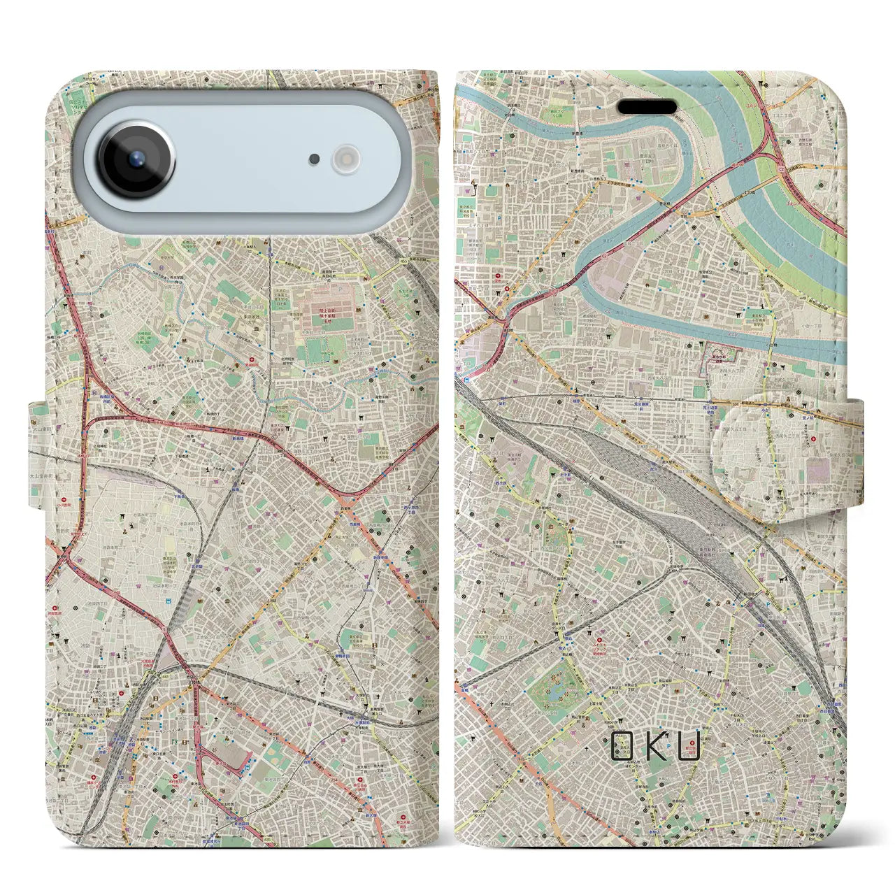 【尾久（東京都）】地図柄iPhoneケース（手帳タイプ）